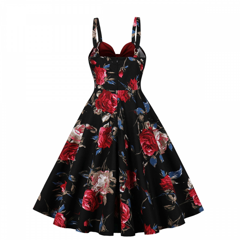 Vintage Rockabilly Halter Neck 1950 Swing Tea Party Dress Midi Dress