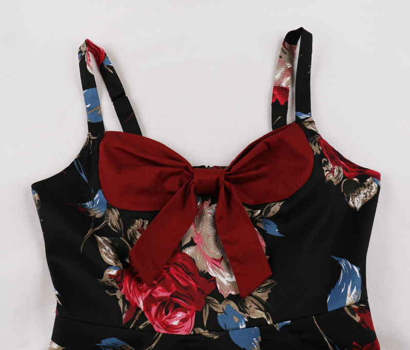 Vintage Rockabilly Halter Neck 1950 Swing Tea Party Dress Midi Dress