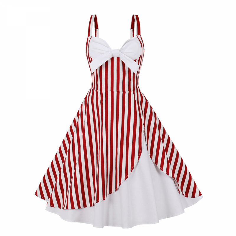 Vintage Rockabilly Halter Neck 1950 Swing Tea Party Dress Midi Dress