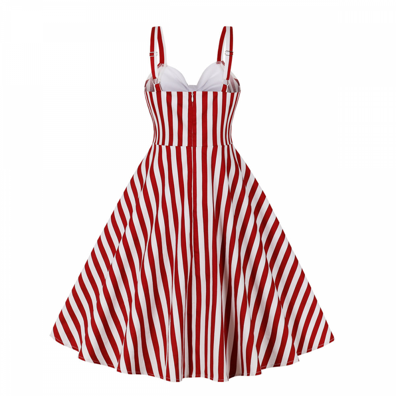 Vintage Rockabilly Halter Neck 1950 Swing Tea Party Dress Midi Dress