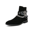 Waist Flower Chelsea Chain Short Boots Pointed Martin Casual Shoes - AwwwCos