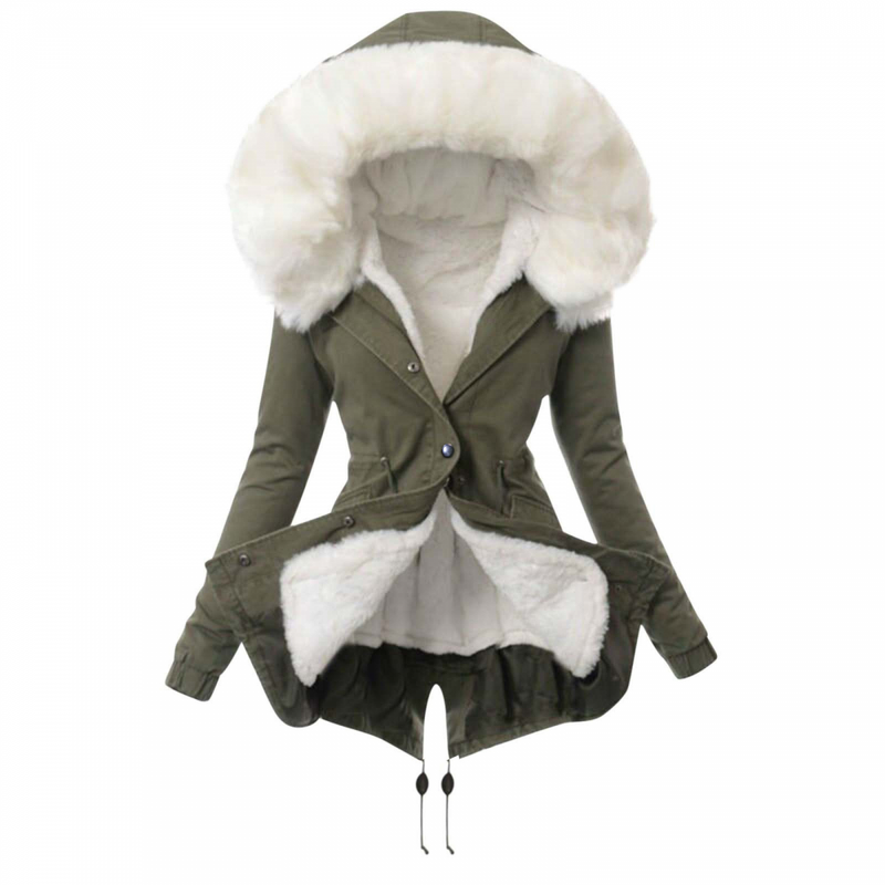 Warm Winter Drawstring Camouflage Faux Fur Collar Coat Thickened Puffer Parka - AwwwCos