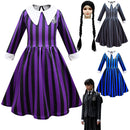 Kid Wednesday Addams Costume Girl Black Shirt Dress Paired with Terror Fake Hand Props - AwwwCos