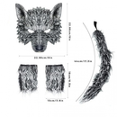 Realistic Wolf Mask Tail Costume Cosplay Adult Halloween Carnival Animal Clothing Halloween Michael Myers Cosplay Mask Horror Bloody Killer Demon Latex Helmet Costume Facepiece