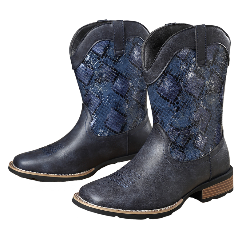 Western Cowboy Boots Men High Barrel British Workwear Knight Shoes