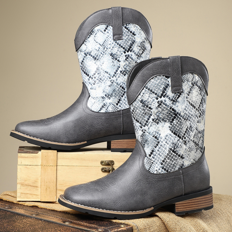 Western Cowboy Boots Men High Barrel British Workwear Knight Shoes