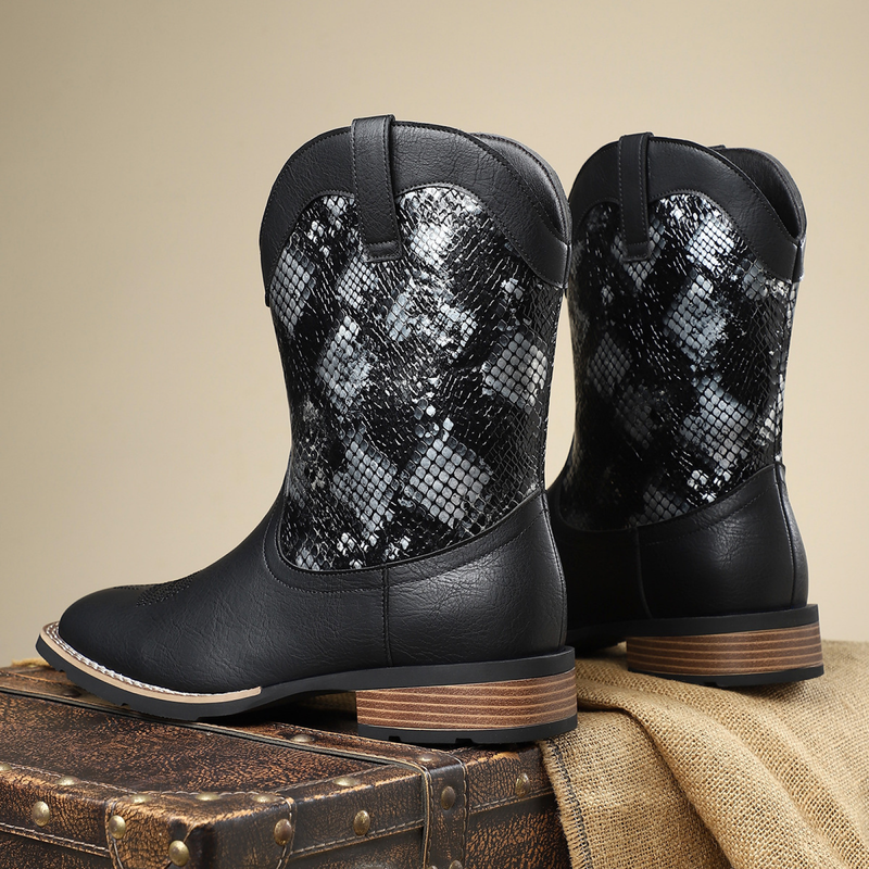 Western Cowboy Boots Men High Barrel British Workwear Knight Shoes