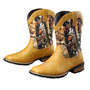 Western Cowboy Shoes Embroidered Craft Retro Mid-Barrel Knight Boots - AwwwCos