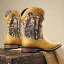 Western Cowboy Shoes Embroidered Craft Retro Mid-Barrel Knight Boots - AwwwCos