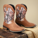 Western Cowboy Shoes Embroidered Craft Retro Mid-Barrel Knight Boots - AwwwCos