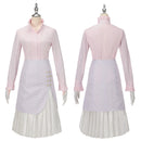 Wicked Glynda Cosplay Costume Hat Gloves Pink Striped Uniform Skirt