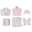 Wicked Glynda Cosplay Costume Hat Gloves Pink Striped Uniform Skirt