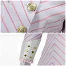 Wicked Glynda Cosplay Costume Hat Gloves Pink Striped Uniform Skirt