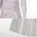 Wicked Glynda Cosplay Costume Hat Gloves Pink Striped Uniform Skirt
