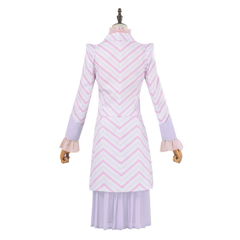 Wicked Glynda Cosplay Costume Purple Striped Jacket Skirt Blouse