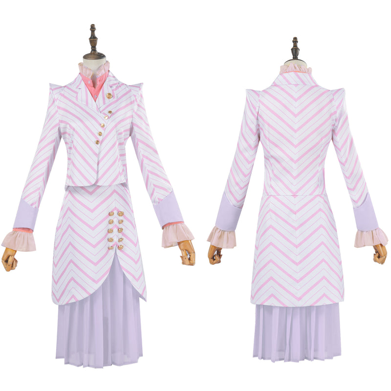 Wicked Glynda Cosplay Costume Purple Striped Jacket Skirt Blouse