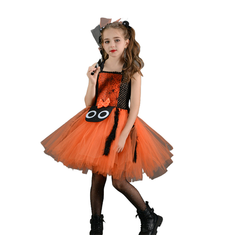 Witch Cosplay Kids Toddler Scary Crochet Top Puffy Tulle Tutu Skirt