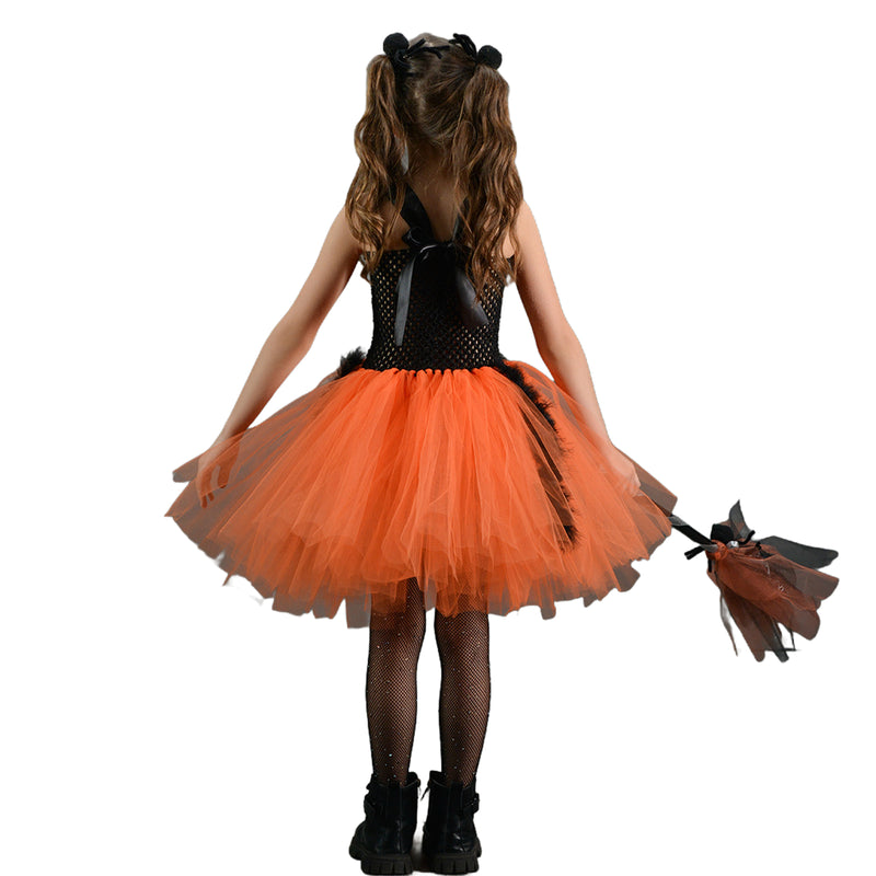 Witch Cosplay Kids Toddler Scary Crochet Top Puffy Tulle Tutu Skirt