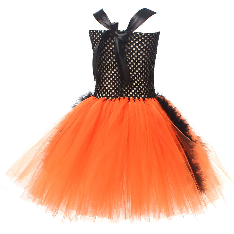 Witch Cosplay Kids Toddler Scary Crochet Top Puffy Tulle Tutu Skirt