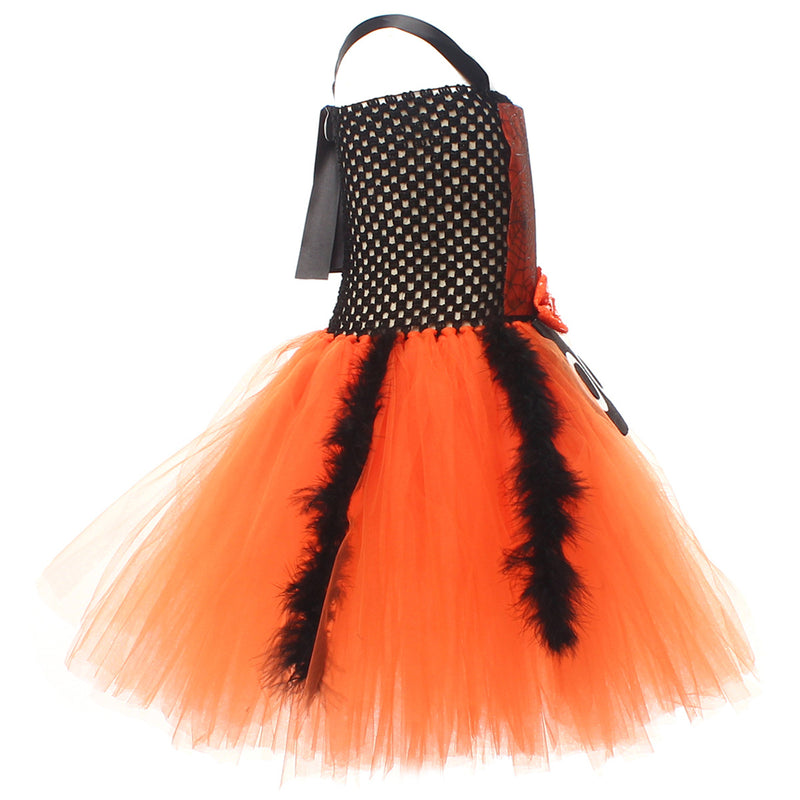 Witch Cosplay Kids Toddler Scary Crochet Top Puffy Tulle Tutu Skirt