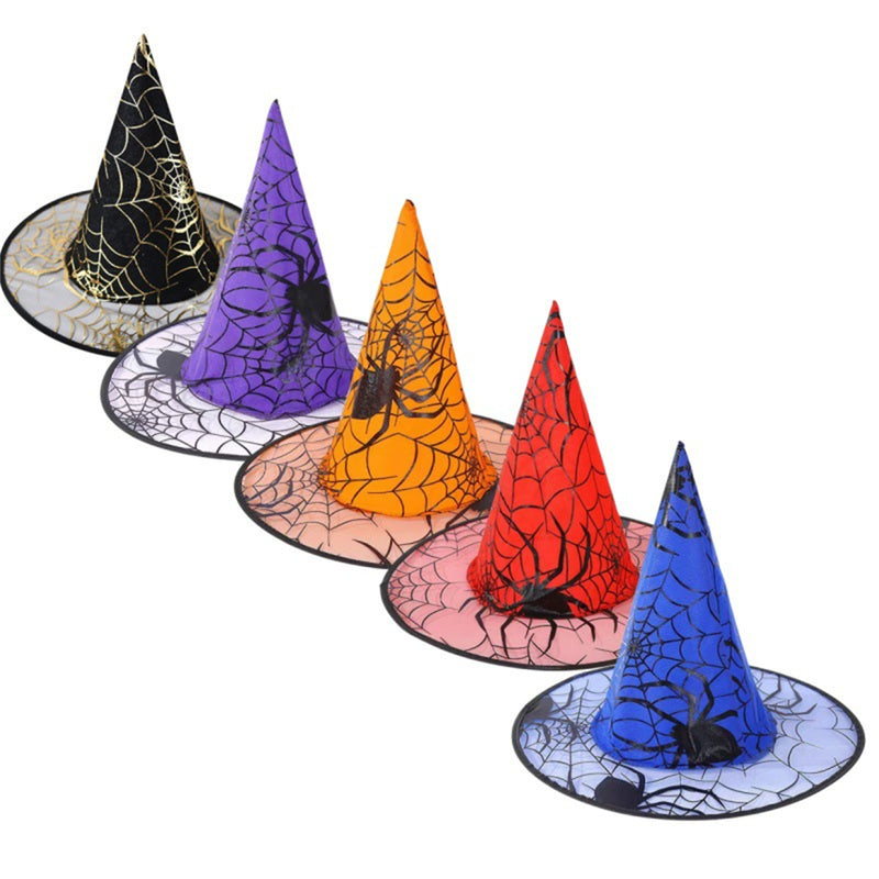 Witch Cosplay Spider Pattern Dance Mesh Wizard Magic Hat Decoration - AwwwCos