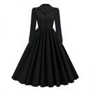 Women Gothic Tailcoat Victorian Stage Frock Black A Line Mourning Dress - AwwwCos