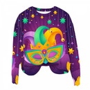 Woman Sweatshirts Round Neck Feather Printing Pullover Carnival Sweater