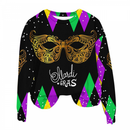 Woman Sweatshirts Round Neck Feather Printing Pullover Carnival Sweater
