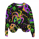Woman Sweatshirts Round Neck Feather Printing Pullover Carnival Sweater