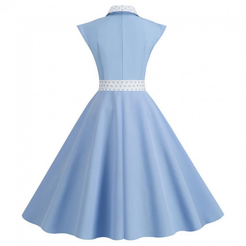 Women 1950s Polka Dots Knee Length Vintage Double-Breasted Dress