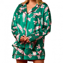 Women 2 Piece Xmas Jammies Christmas Pajamas Top Ruffle Shorts - AwwwCos