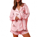 Women 2 Piece Xmas Jammies Christmas Pajamas Top Ruffle Shorts - AwwwCos