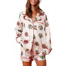 Women 2 Piece Xmas Jammies Christmas Pajamas Top Ruffle Shorts - AwwwCos