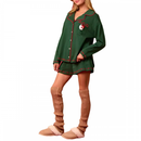 Women 2 Piece Xmas Jammies Christmas Pajamas Top Ruffle Shorts - AwwwCos