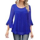 Women 3/4 Sleeve Dressy Loose Blouses Fit Mesh Casual Shirts - AwwwCos