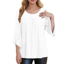 Women 3/4 Sleeve Dressy Loose Blouses Fit Mesh Casual Shirts - AwwwCos