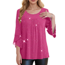 Women 3/4 Sleeve Dressy Loose Blouses Fit Mesh Casual Shirts - AwwwCos