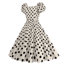 Women 50s Vintage Polka Dot Short Sleeve Cocktail Swing A Line Dress - AwwwCos