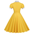Women 50s Vintage Polka Dot Turn-Down Collar Cocktail Swing Dress - AwwwCos