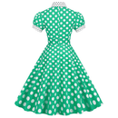 Women 50s Vintage Polka Dot Turn-Down Collar Cocktail Swing Dress - AwwwCos