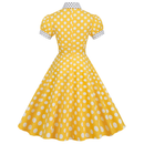 Women 50s Vintage Polka Dot Turn-Down Collar Cocktail Swing Dress - AwwwCos