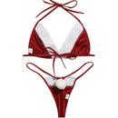 Women Adult Sexy Red Lingerie Bra Tanga Christmas Costume