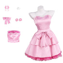Women Alien Stage Mizi Cosplay Costume Pink Sweetheart Dress Headgear Accessories
