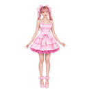 Women Alien Stage Mizi Cosplay Costume Pink Sweetheart Dress Headgear Accessories