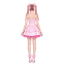 Women Alien Stage Mizi Cosplay Costume Pink Sweetheart Dress Headgear Accessories