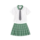 Women Alien Stage Mizi Cosplay Costume School JK Uniform Green Plaid Skirt