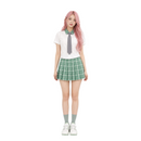 Women Alien Stage Mizi Cosplay Costume School JK Uniform Green Plaid Skirt