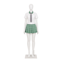 Women Alien Stage Mizi Cosplay Costume School JK Uniform Green Plaid Skirt