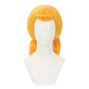 Women Anime Jessie Cosplay Wig Orange Hair Curled Bangs Double Ponytails