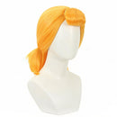 Women Anime Jessie Cosplay Wig Orange Hair Curled Bangs Double Ponytails